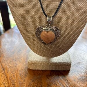 Intricate Sterling Silver Moonstone heart stone Pendant Necklace.